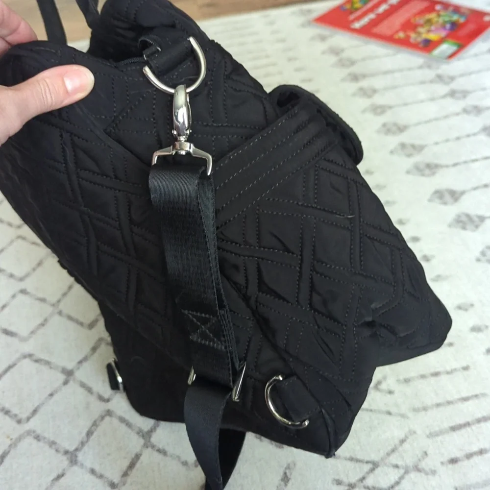 Vera Bradley Black Diaper Bag With Shoulder And Hand Strap Adjustable.